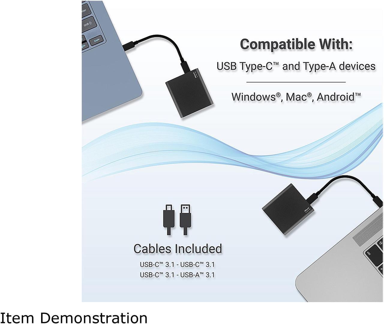 Alt view image 7 of 8 - PNY Pro Elite 1TB USB 3.1 Gen 2 Type-C Portable Solid State Drive