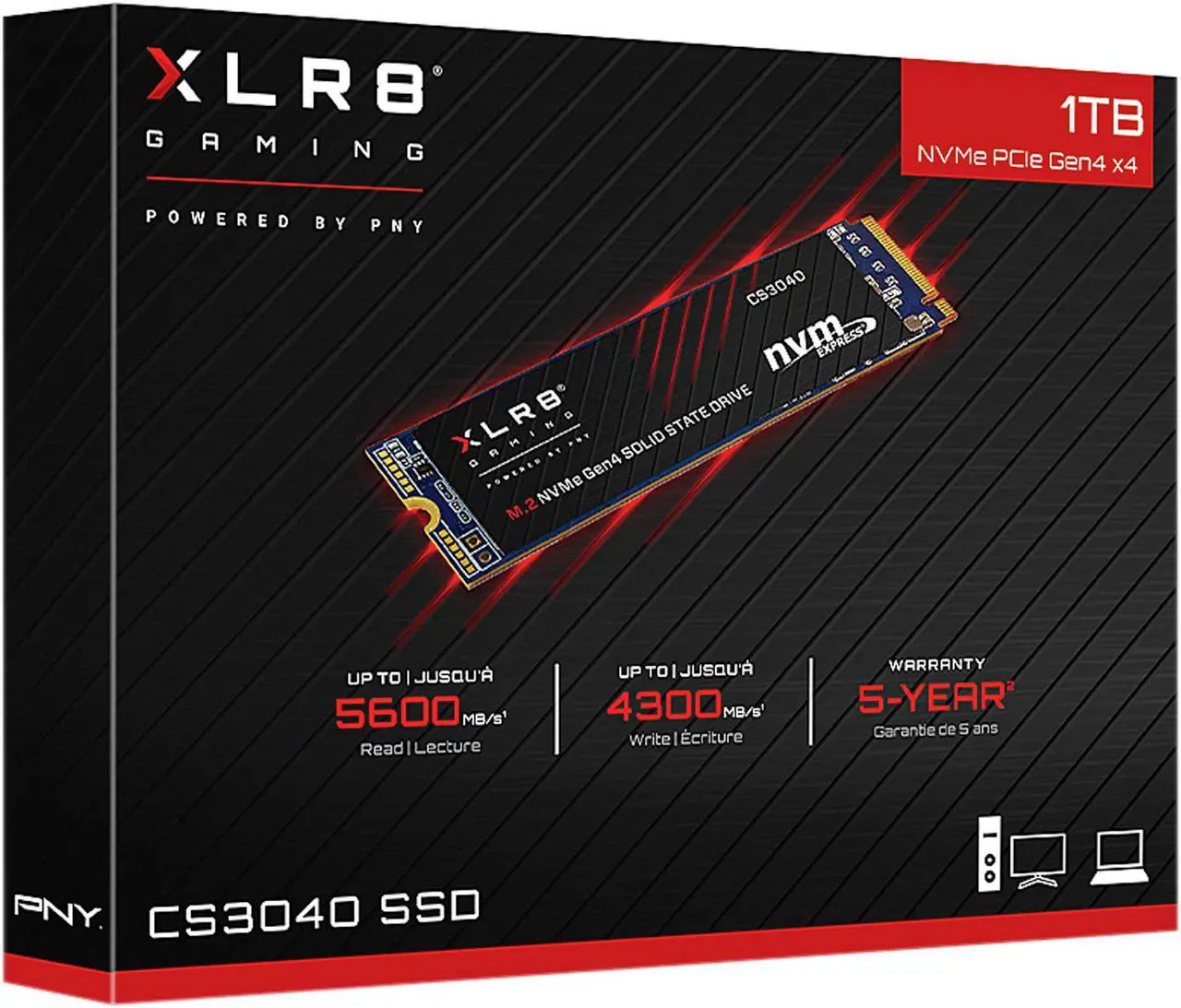 Alt view image 9 of 8 - PNY XLR8 CS3040 1TB M.2 NVMe Gen4 x4 Internal Solid State Drive (SSD) - M280CS3040-1TB-RB