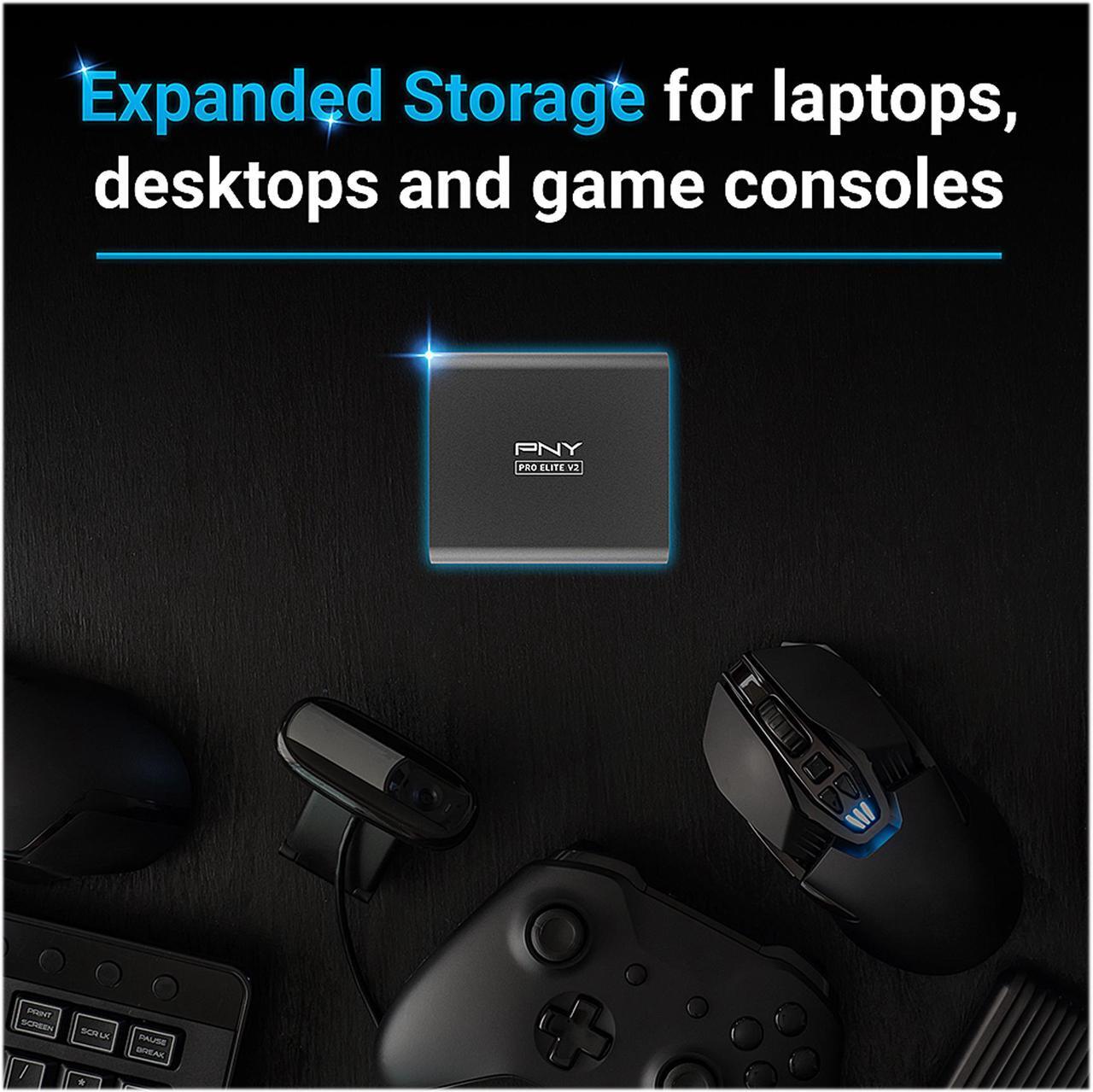 Alt view image 3 of 9 - PNY Pro Elite V2 1TB USB 3.2 Gen 2x1 Type-C Portable Solid State Drive (SSD)