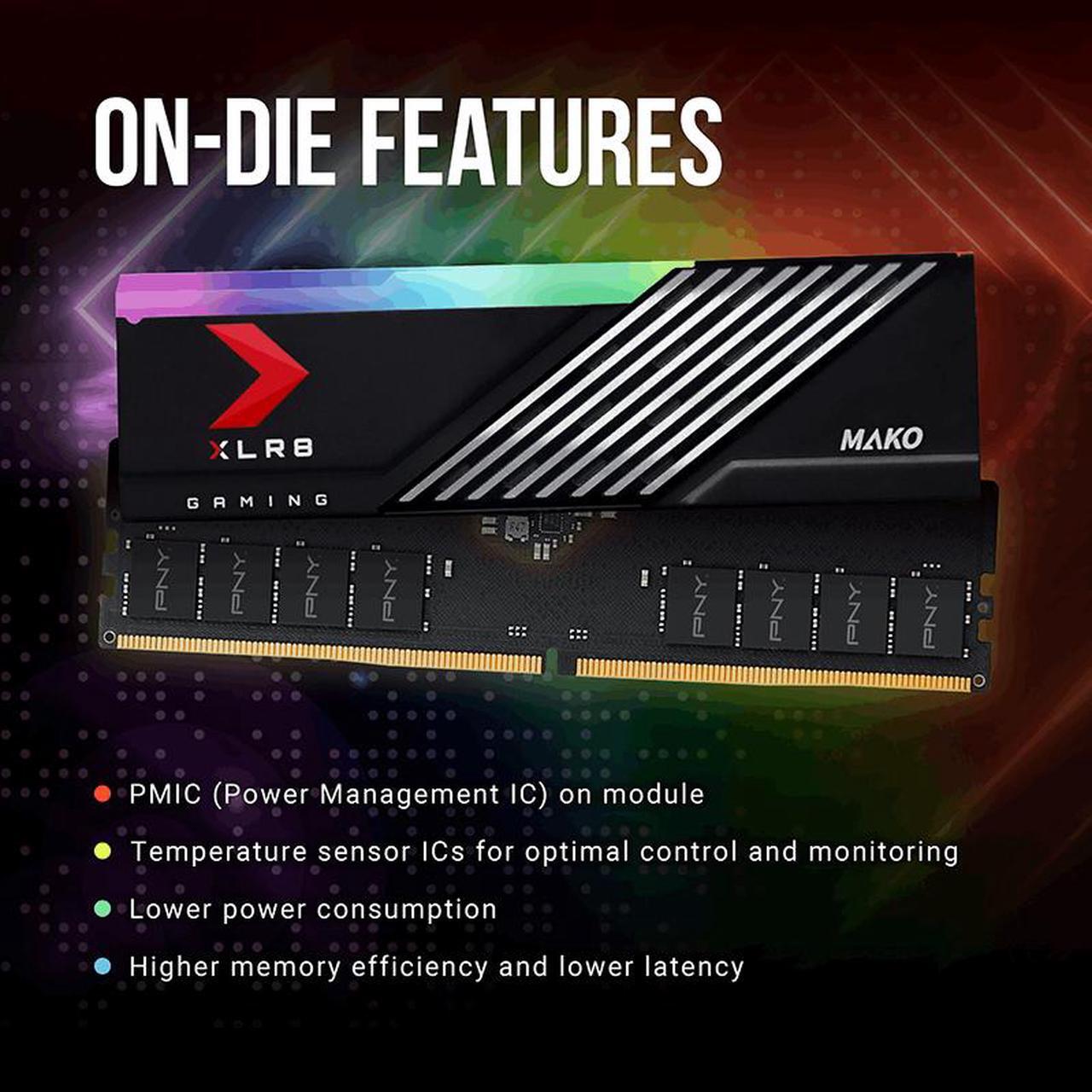 Alt view image 6 of 6 - PNY XLR8 MAKO RGB DDR5 6000MHz 16GB/32GB(16Gx2) desktop computer memory/Desktop Computer Accessories