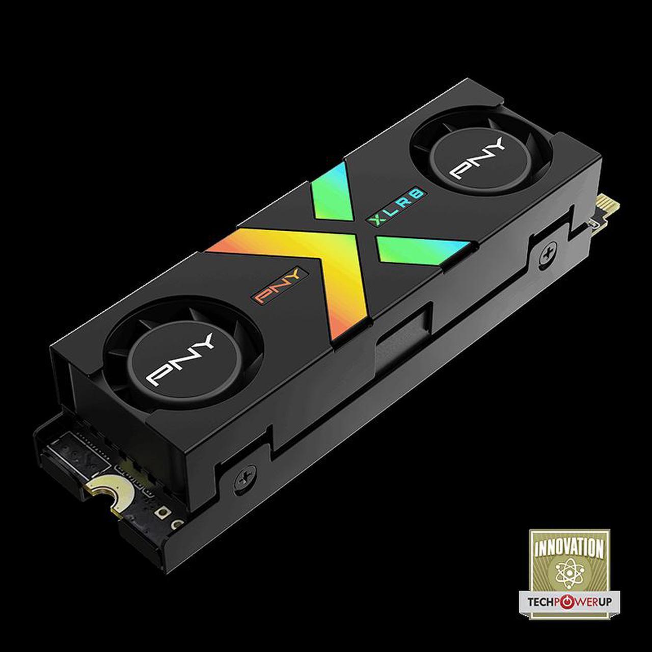 PNY CS3150 XLR8 Gaming Epic-X RGB 1TB PCIe Gen5 x4 NVMe M.2 SSD with RGB Dual Fan Heatsink - Microsoft DirectStorage Compatible – up to 11500 MB/s Read – M280CS3150XHS-1TB-RB