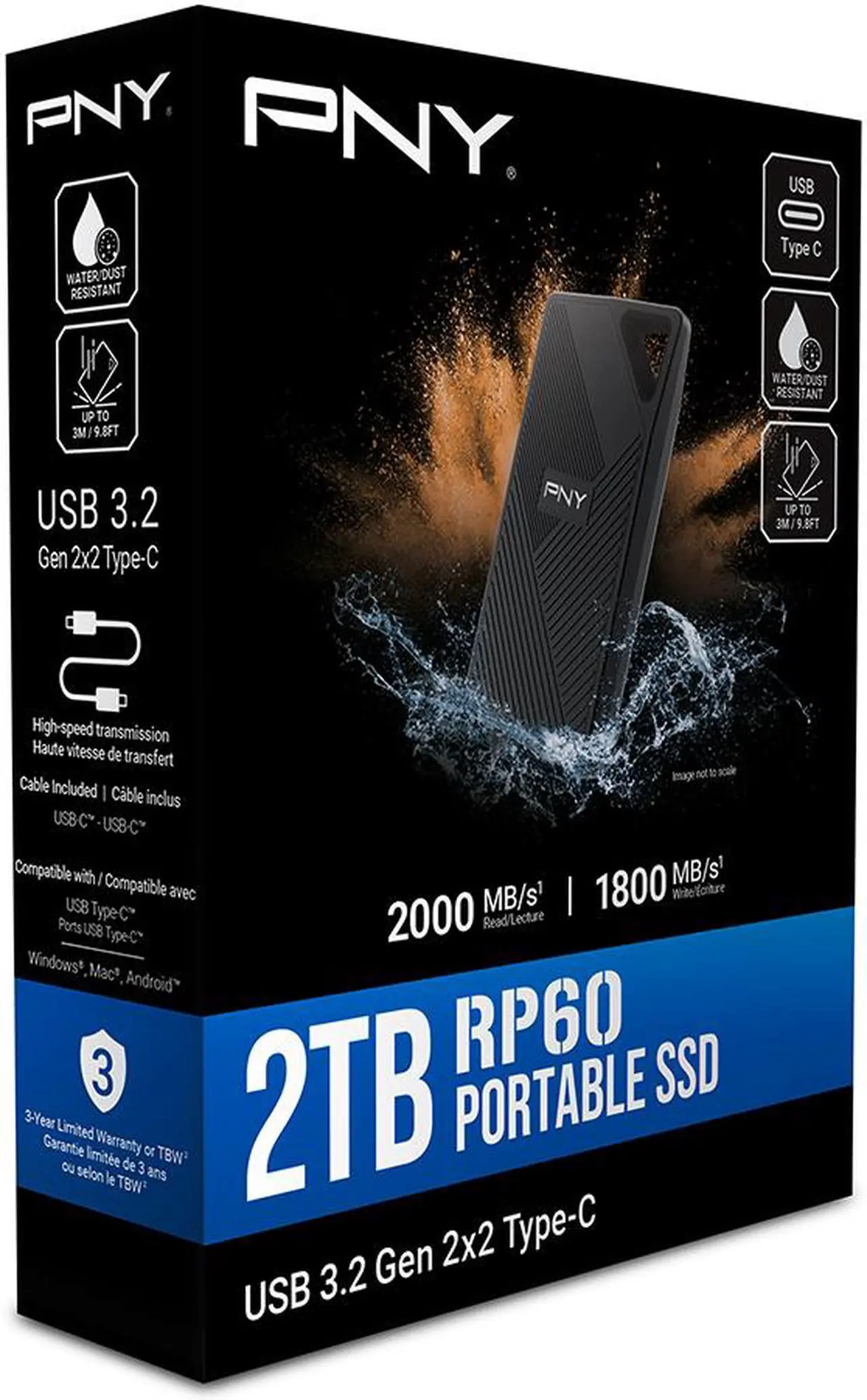 Alt view image 8 of 8 - PNY 2TB USB 3.2 Gen 2x2 Type-C Portable SSD