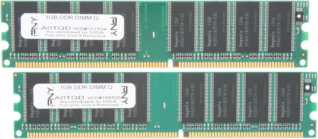 PNY Optima 2GB (2 x 1GB) DDR 400 (PC 3200) Desktop Memory Model MD2048KD1-400