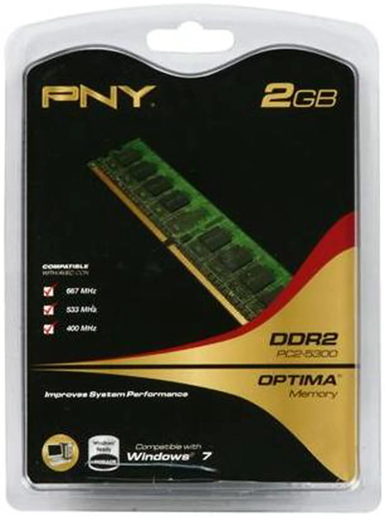 Alt view image 3 of 3 - PNY Optima 2GB DDR2 667 (PC2 5300) Desktop Memory Model MD2048SD2-667