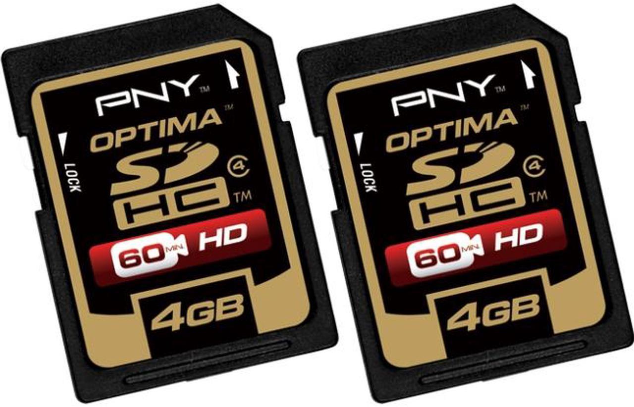 PNY Optima 8GB (4GB x 2) Secure Digital High-Capacity (SDHC) Flash Card 2-Pack Model P-SDHC4G4X2-MF