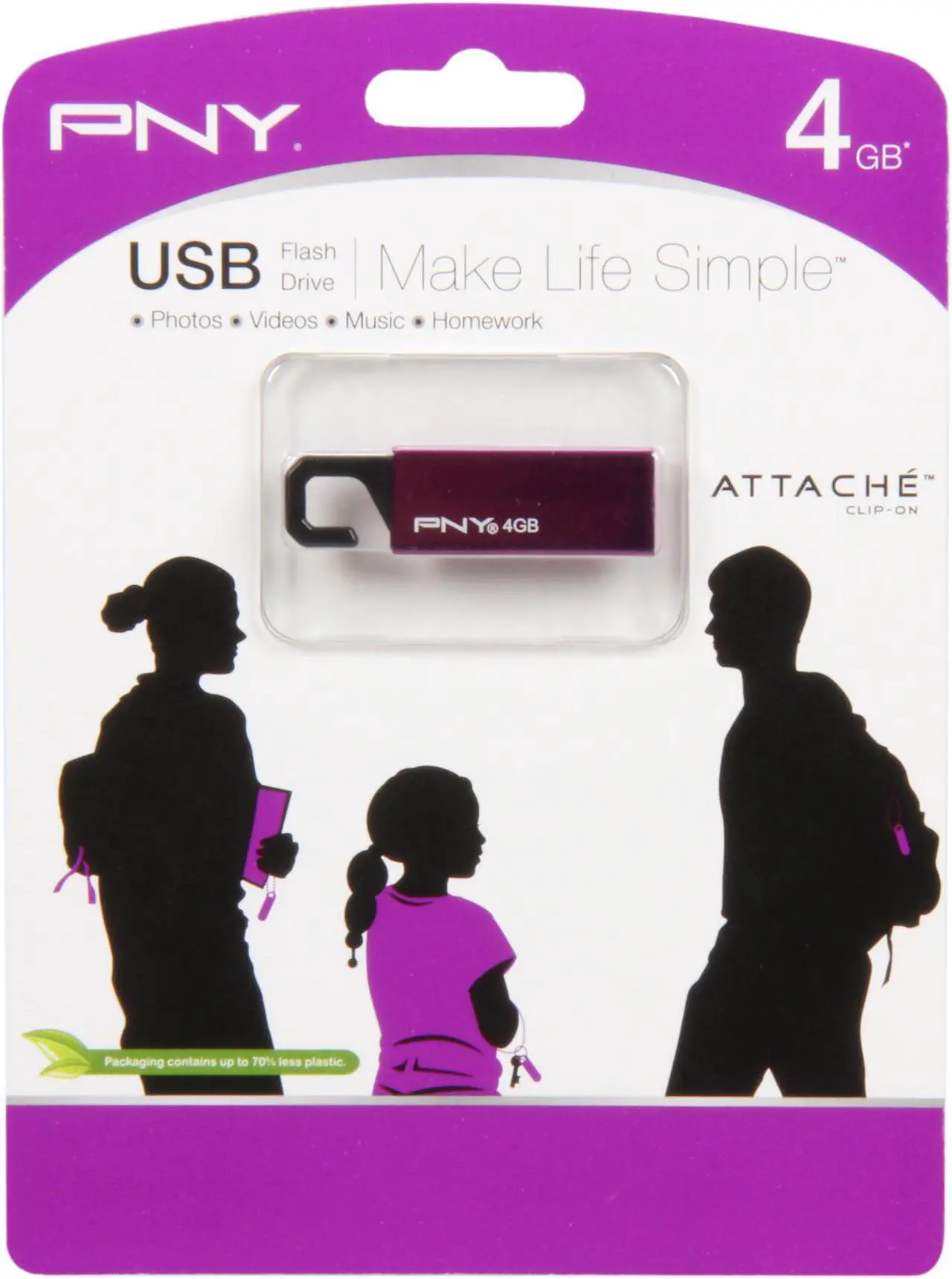 Alt view image 5 of 5 - PNY Clip-On Attaché 4GB USB 2.0 Flash Drive (Purple) P-FDU4GBCL-EF/PRP