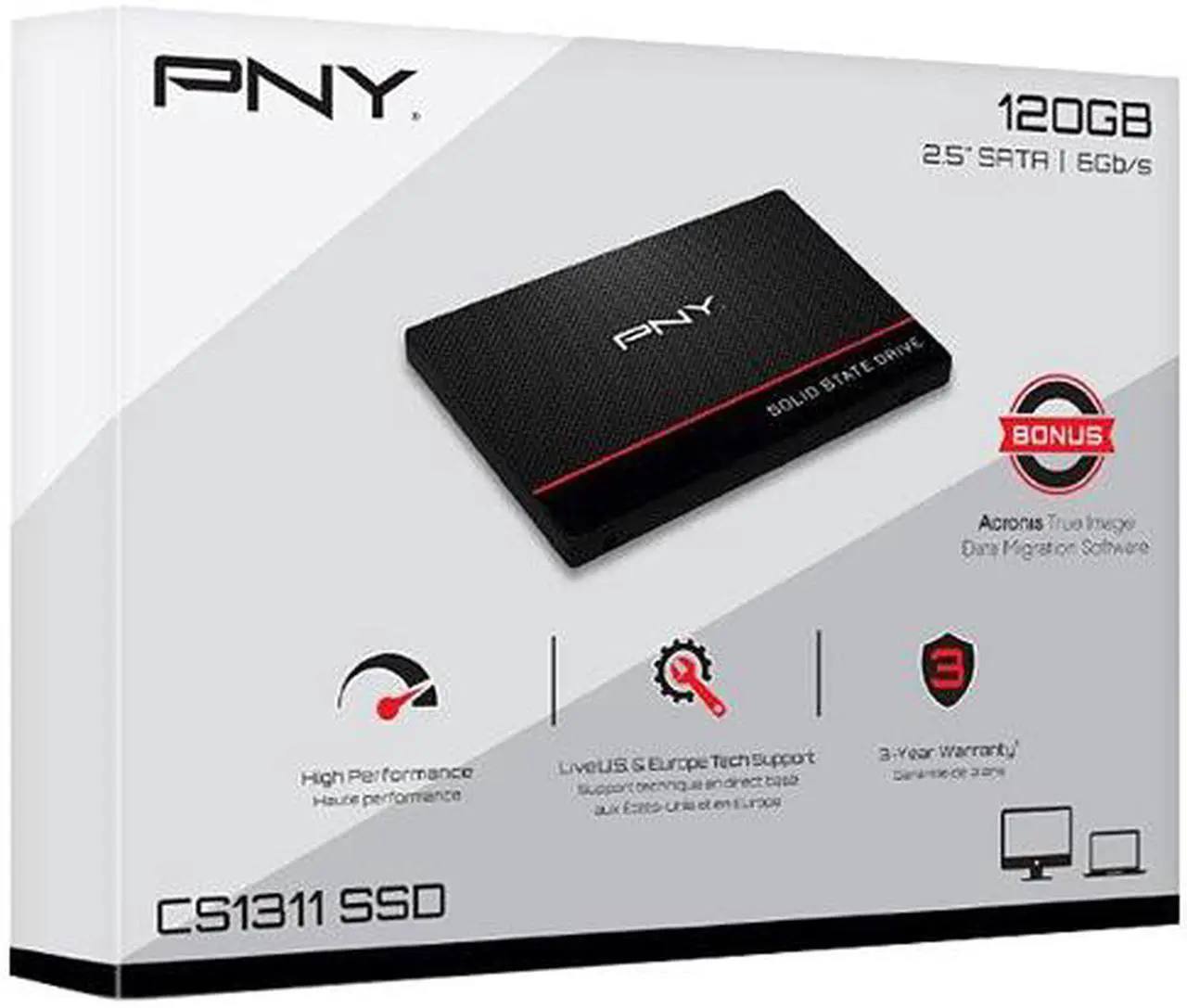 Alt view image 3 of 7 - PNY CS1311 120GB 2.5" SATA III Internal Solid State Drive (SSD) SSD7CS1311-120-RB