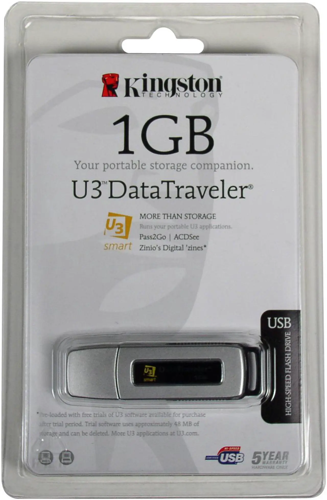 Alt view image 2 of 3 - Kingston U3 DataTraveler 1GB Flash Drive (USB2.0 Portable) DTIU3/1GB