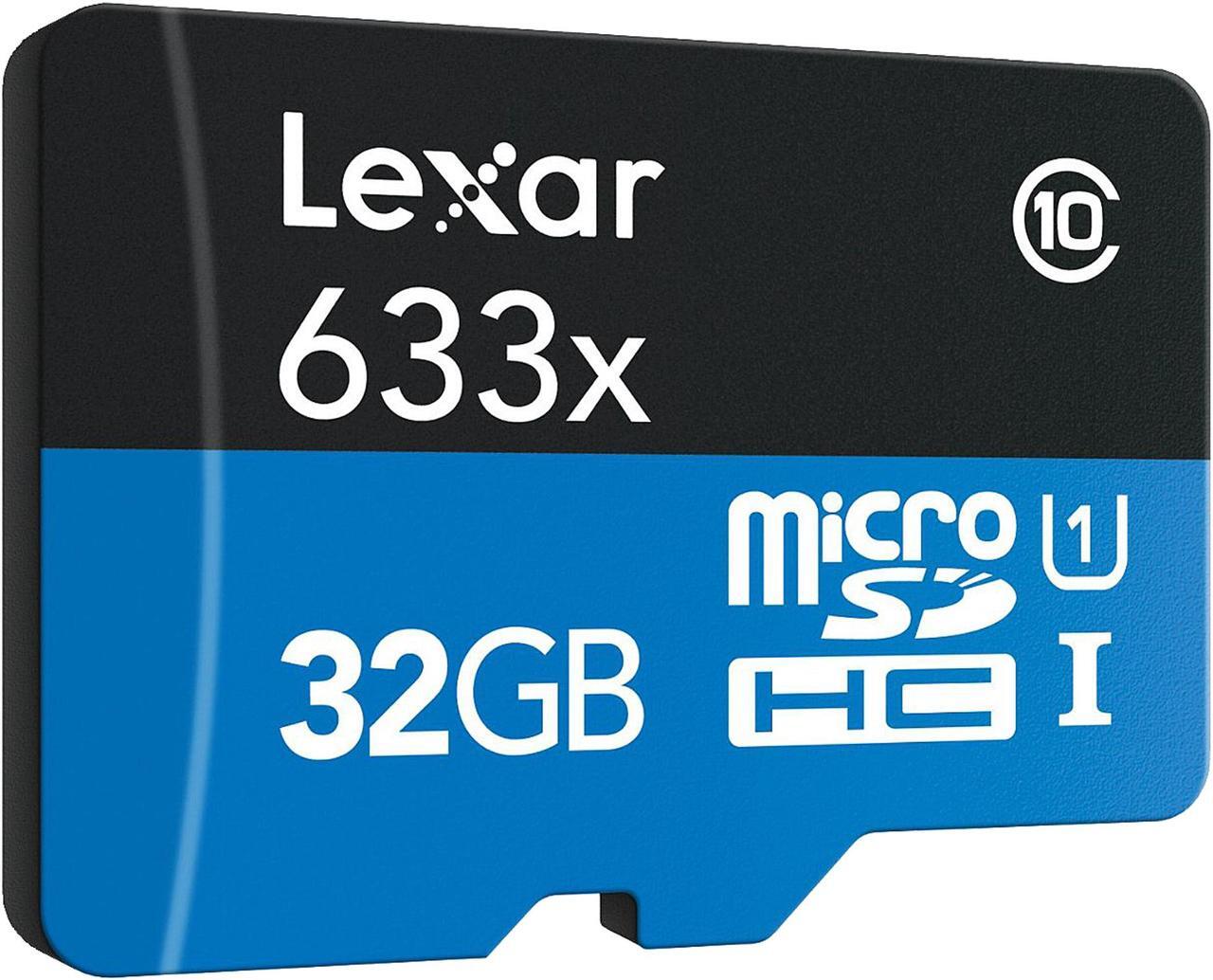 Alt view image 2 of 3 - Lexar 32GB High-Performance 633x microSDHC UHS-I/U1 Class 10 Memory Card w/ SD Adapter (LSDMI32GBBNL633A)