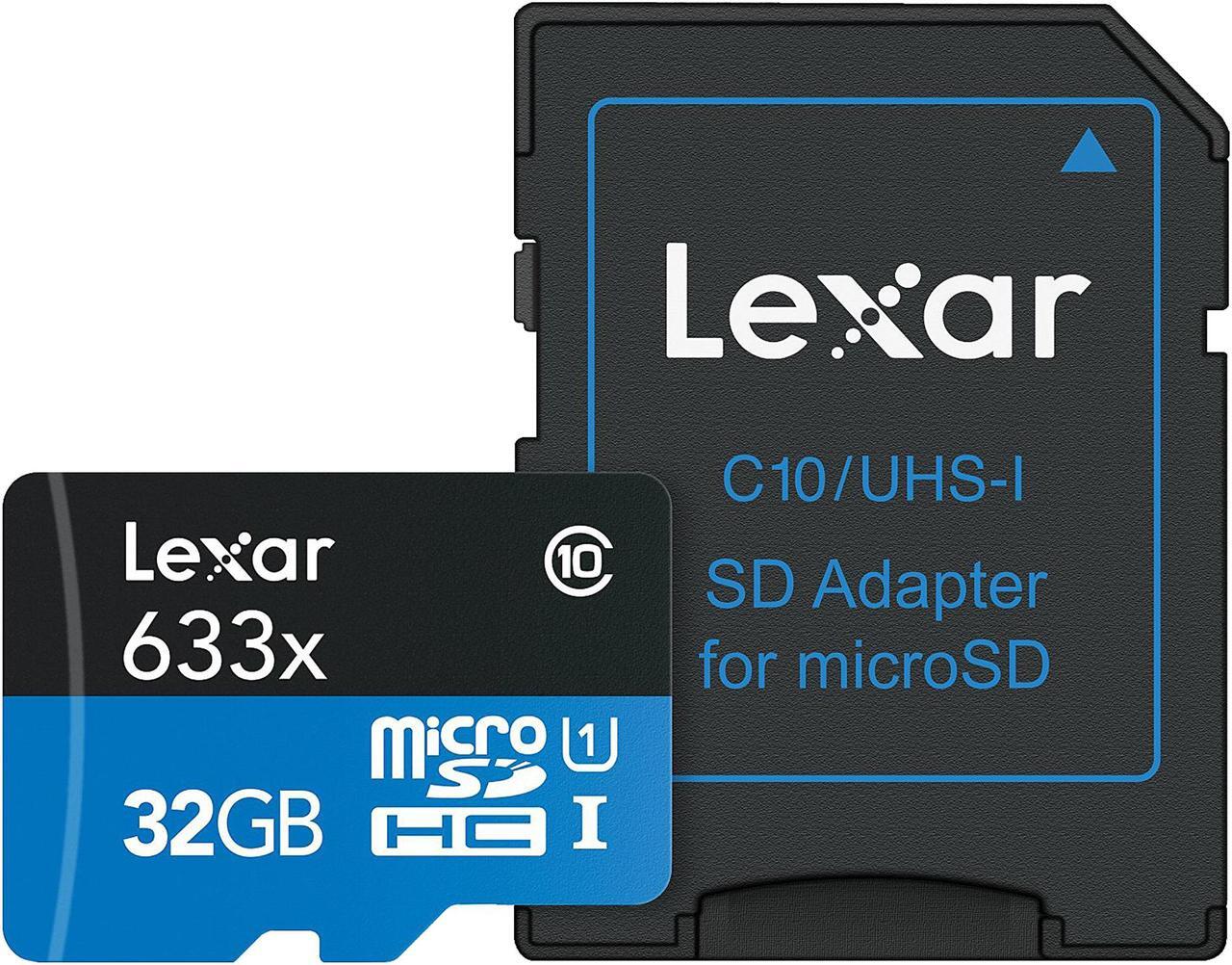 Alt view image 3 of 3 - Lexar 32GB High-Performance 633x microSDHC UHS-I/U1 Class 10 Memory Card w/ SD Adapter (LSDMI32GBBNL633A)