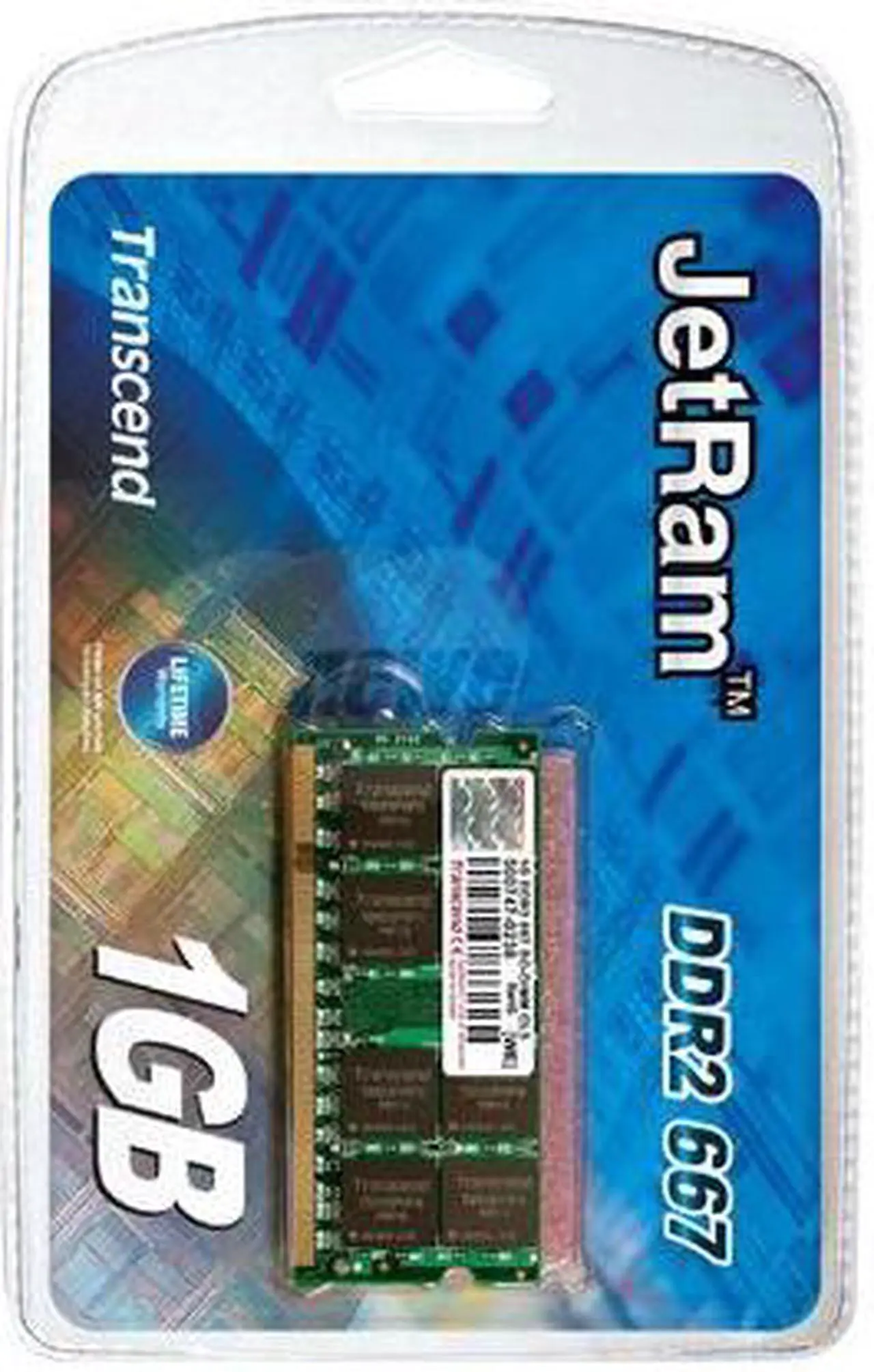 Alt view image 2 of 2 - Transcend JetRam 1GB 200-Pin DDR2 SO-DIMM DDR2 667 (PC2 5300) Laptop Memory Model JM488Q643A-6