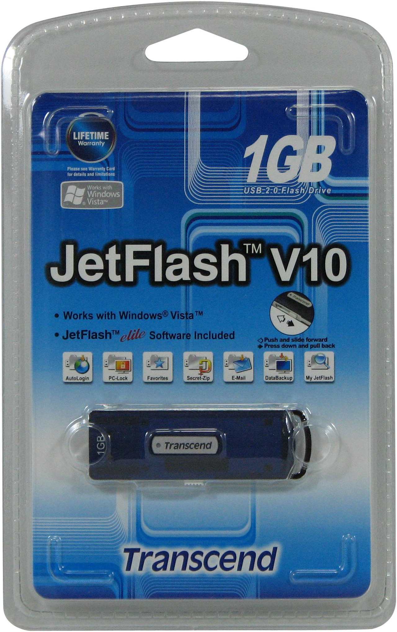 Jetflash Card Transcend JetFlash V10 1GB Flash Drive (USB2.0 Portable) AES Encryption ...