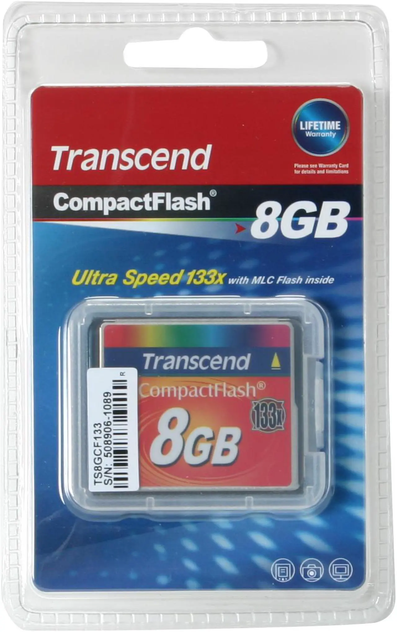 Main image of Transcend 8GB Compact Flash (CF) Flash Card Model TS8GCF133