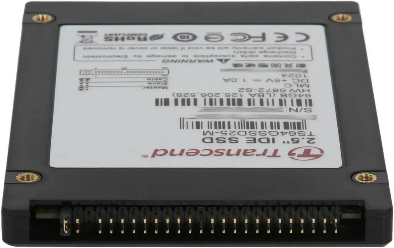 Alt view image 3 of 5 - Transcend 2.5" 64GB PATA MLC Internal Solid State Drive (SSD) TS64GSSD25-M