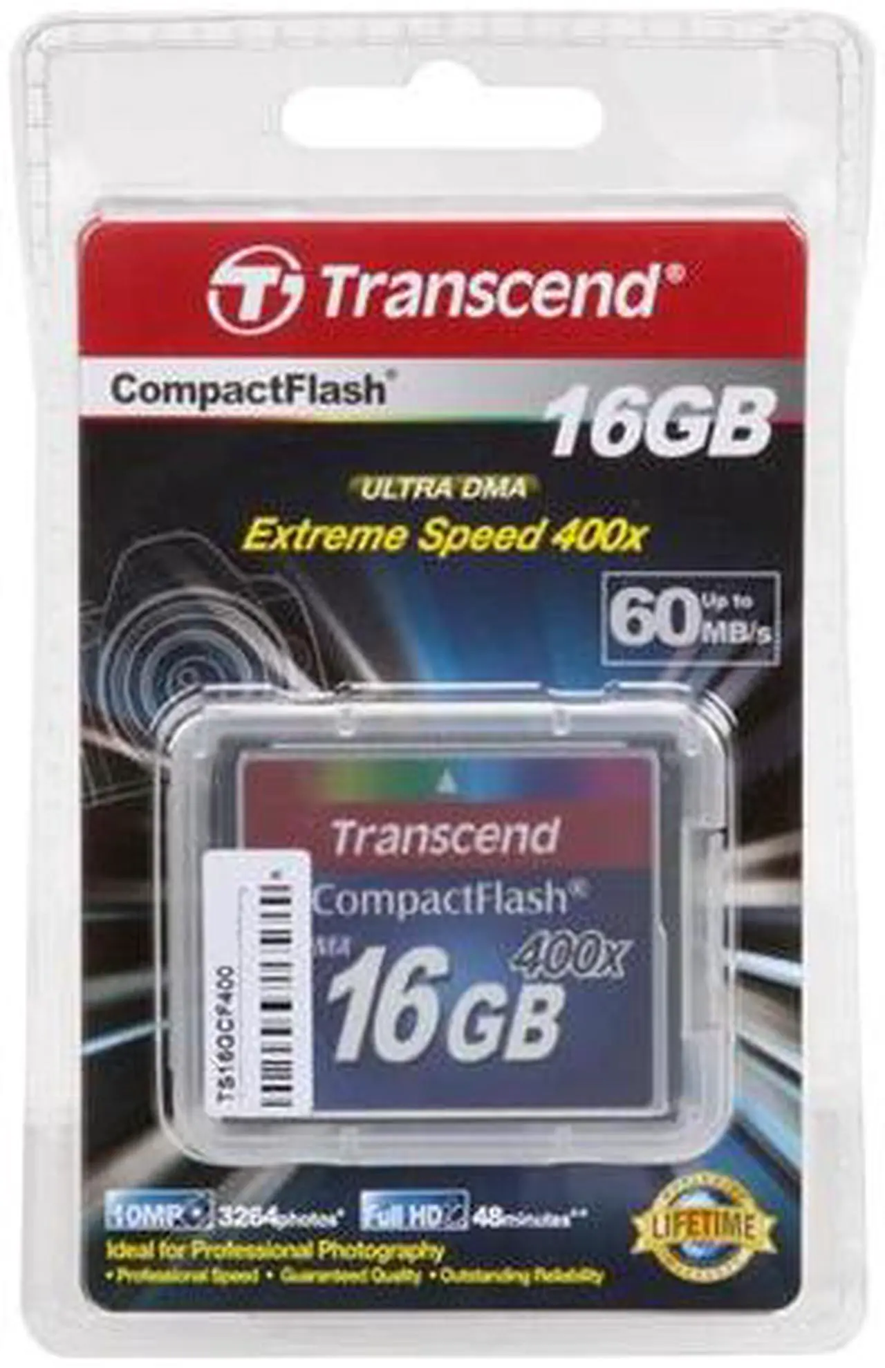 Alt view image 4 of 4 - Transcend 16GB Compact Flash (CF) 400X Flash Card Model TS16GCF400