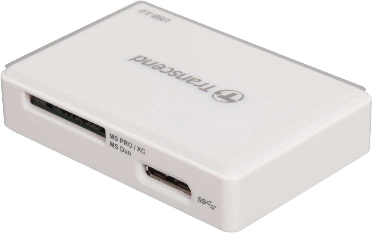 Transcend TS-RDF8K USB 3.0 Support SDHC/SDXC/UDMA6/UDMA7 CF and MSXC, with CF, SD, and Micro Slot Flash Card Reader - White