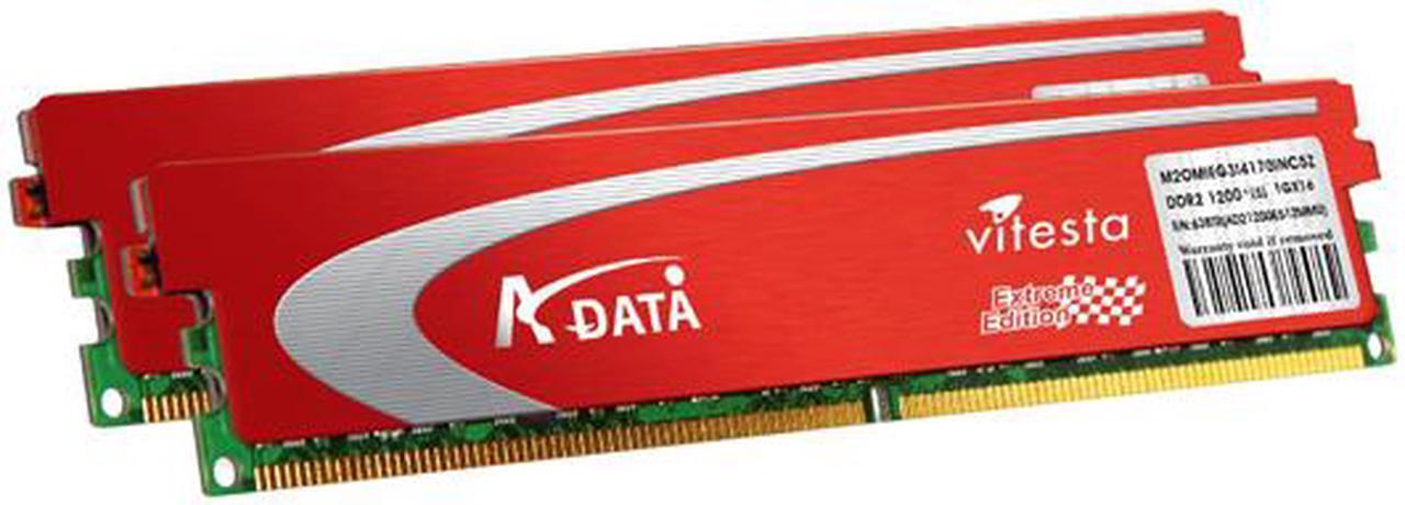 Main image of ADATA Extreme Edition 2GB (2 x 1GB) DDR2 800 (PC2 6400) Dual Channel Kit Desktop Memory Model ADQVD1A16K