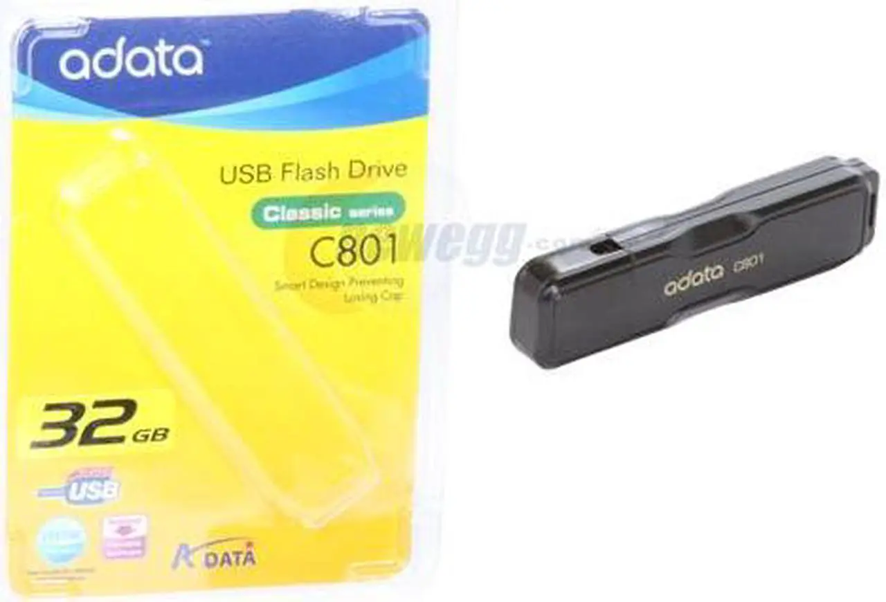 Alt view image 4 of 4 - ADATA Classic Series 32GB Flash Drive (USB2.0 Portable / Black) C801 32GB BLACK