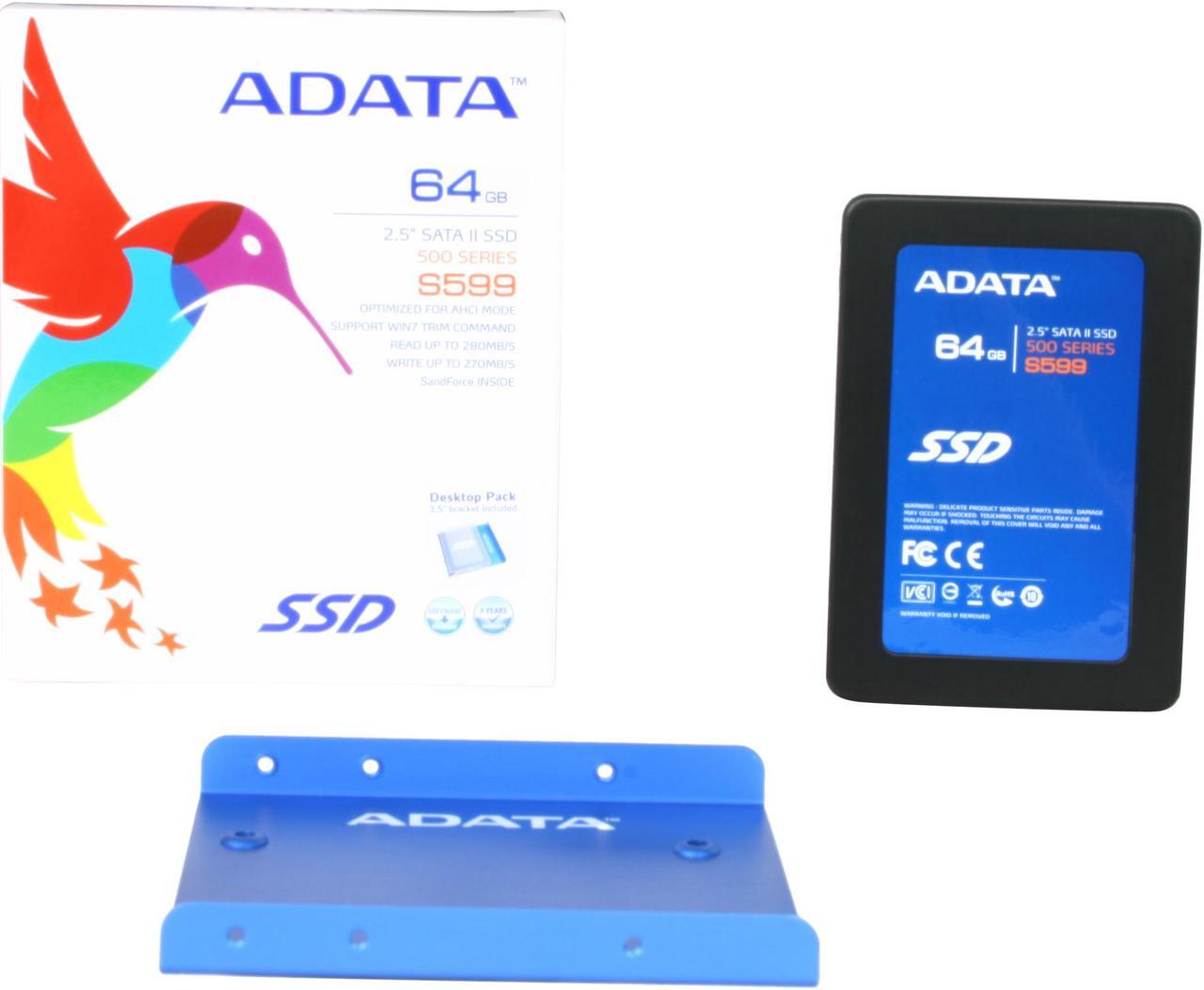 Alt view image 5 of 5 - ADATA S599 AS599S-64GM-C 2.5" 64GB SATA II Internal Solid State Drive (SSD)