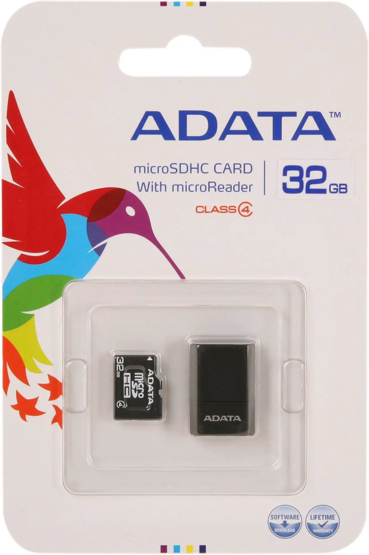 Alt view image 6 of 6 - ADATA 32GB Class 4 Micro SDHC Flash Card with V3 USB Reader (Black/Blue) Model AUSDH32GCL4-RM3BKBL