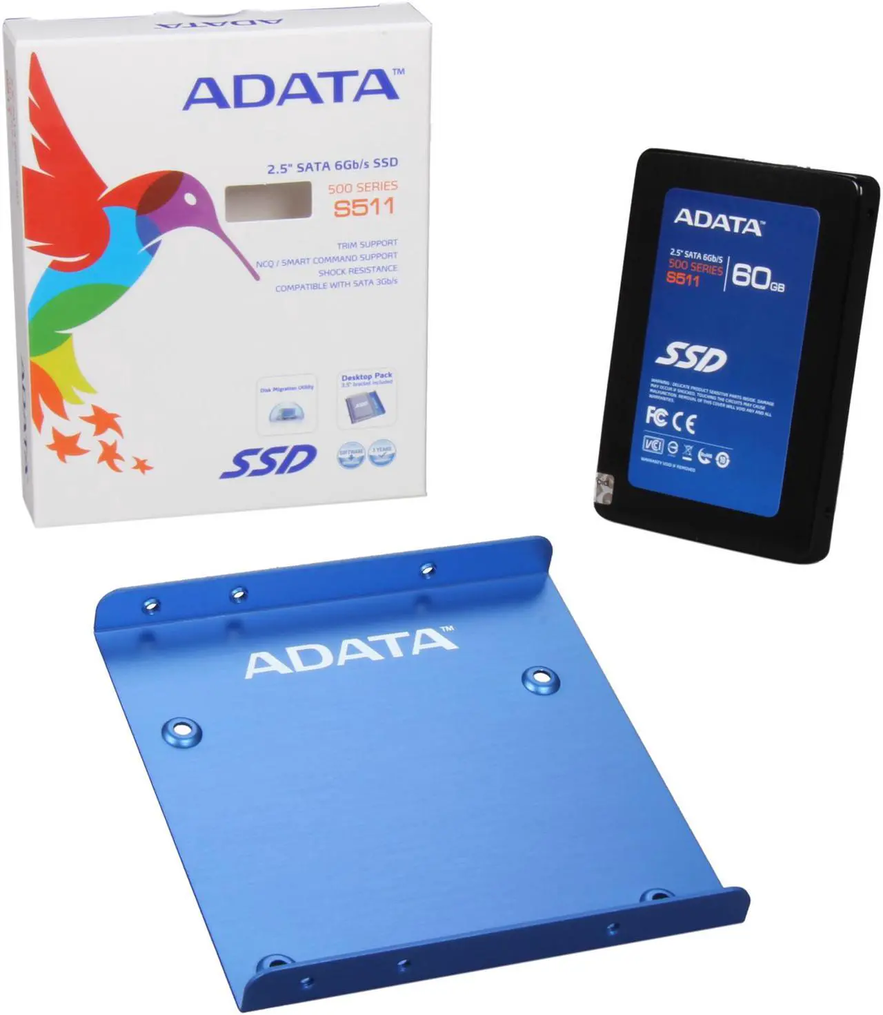Alt view image 6 of 6 - ADATA S511 Series 2.5" 60GB SATA III MLC Internal Solid State Drive (SSD) AS511S3-60GM-C