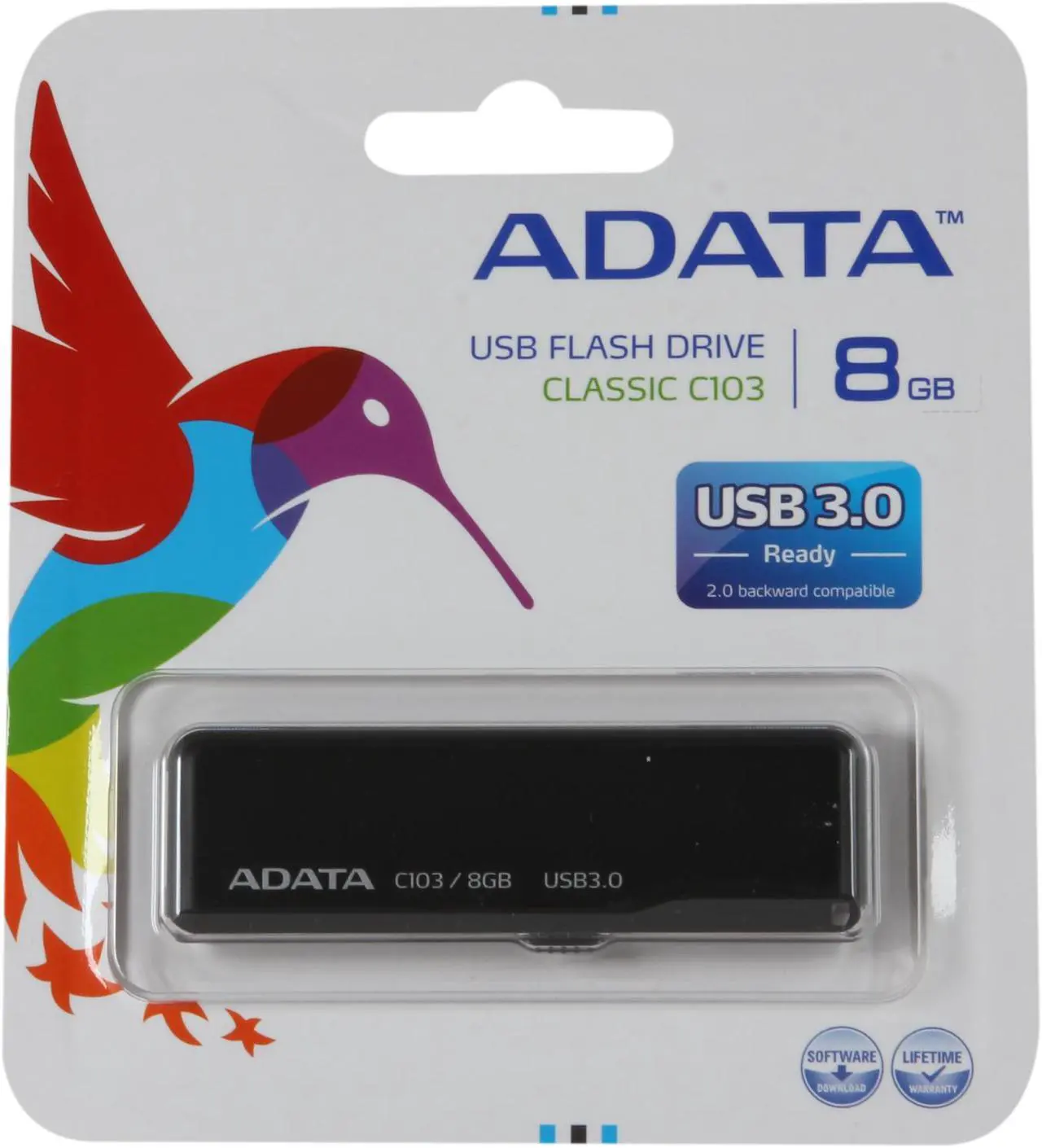 Alt view image 5 of 5 - ADATA Classic Series C103 8GB USB 3.0 Flash Drive (Black) AC103-8G-RBK
