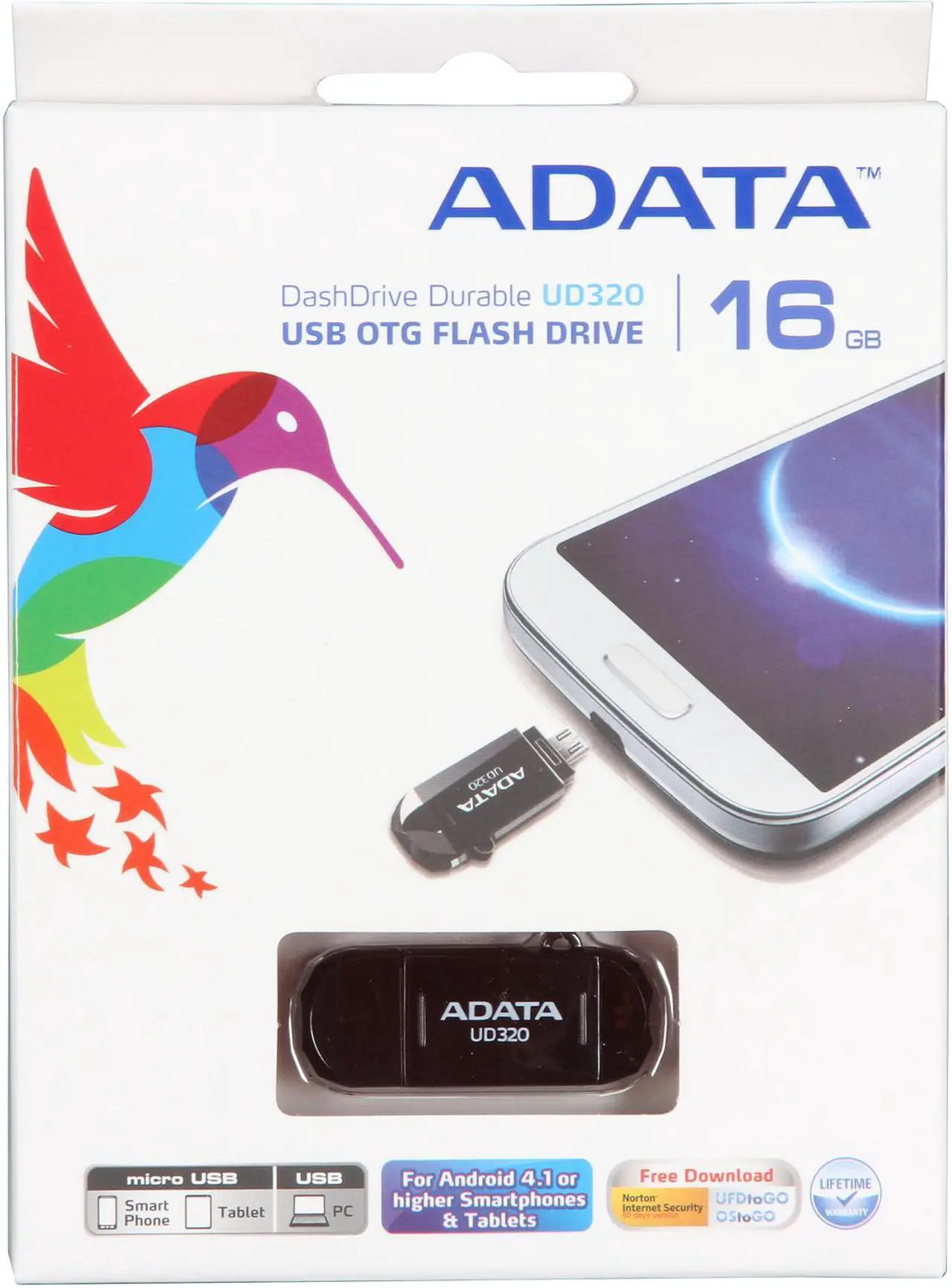 Alt view image 6 of 6 - ADATA DashDrive UD320 16GB USB 2.0 OTG Flash Drive AUD320-16G-CBK