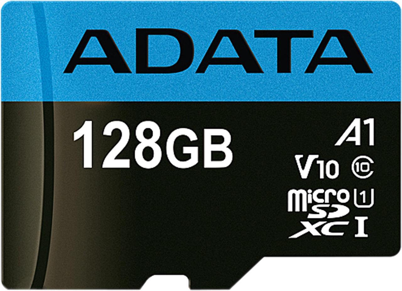 ADATA 128GB Premier microSDXC UHS-I / Class 10 V10 A1 Memory Card with SD Adapter, Speed Up to 100MB/s (AUSDX128GUICL10A1-RA1)