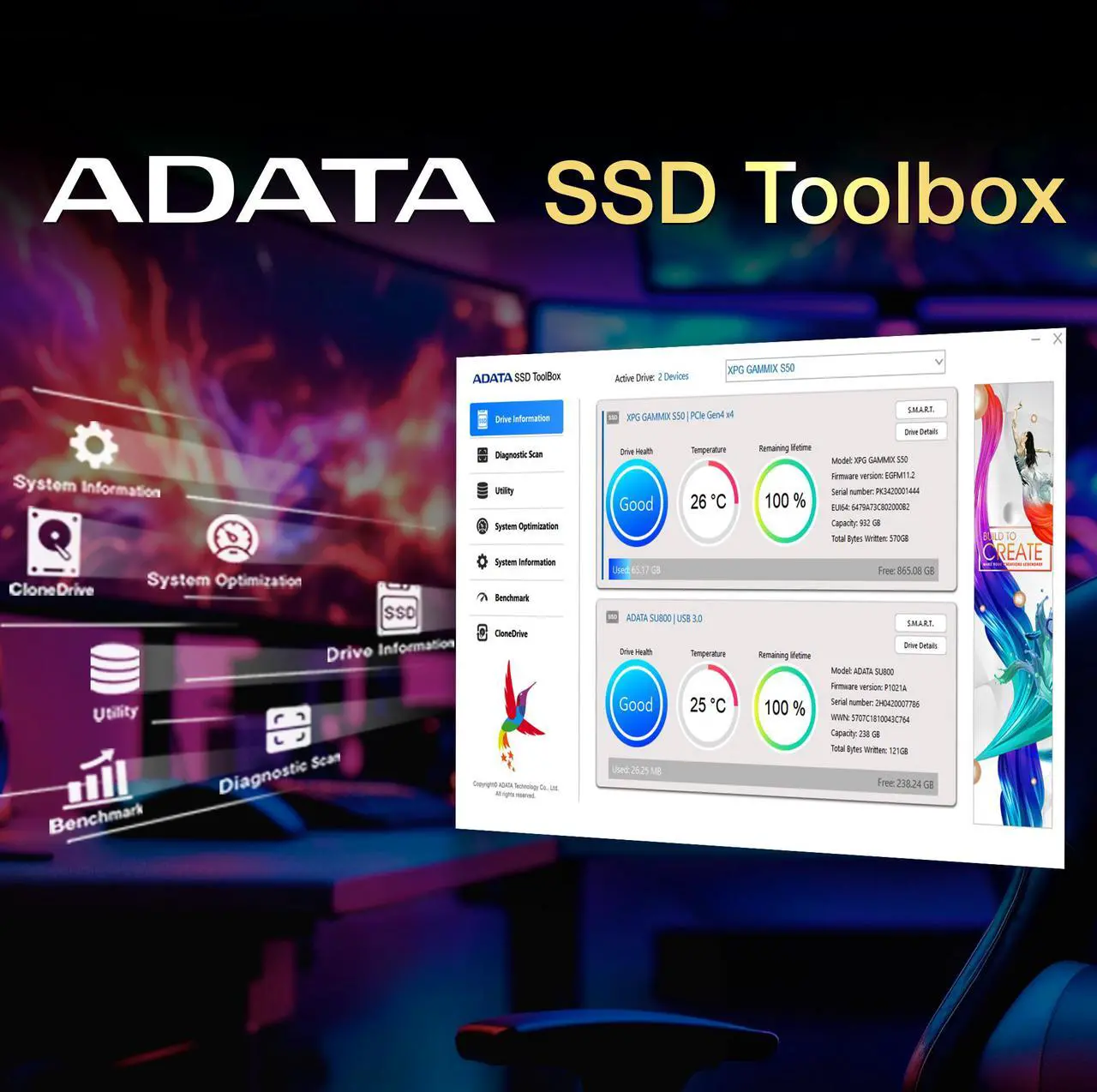 Alt view image 9 of 9 - XPG BLADE M.2 2280 2TB PCI-Express 5.0 x4 3D NAND Internal Solid State Drive (SSD) SMAR-980B-2TCS