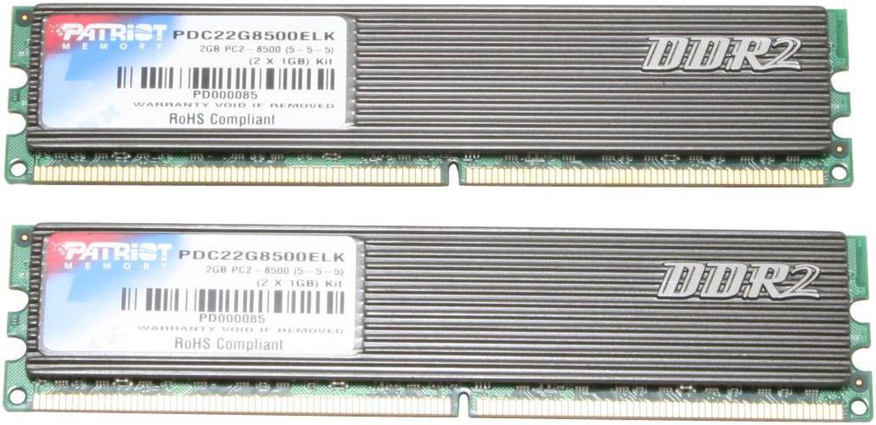 Alt view image 2 of 3 - Patriot Extreme Performance 2GB (2 x 1GB) DDR2 1066 (PC2 8500) Dual Channel Kit Desktop Memory Model PDC22G8500ELK