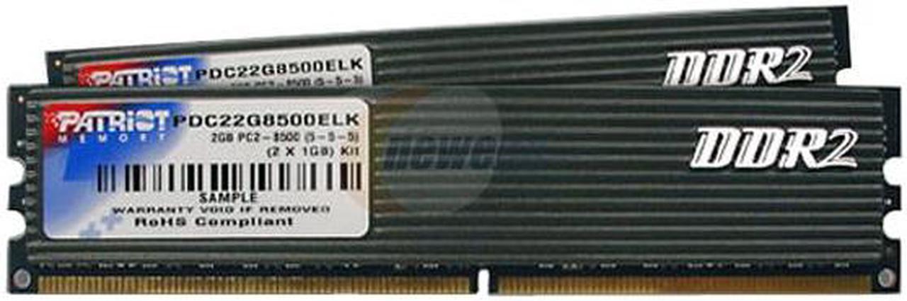 Main image of Patriot Extreme Performance 2GB (2 x 1GB) DDR2 1066 (PC2 8500) Dual Channel Kit Desktop Memory Model PDC22G8500ELK