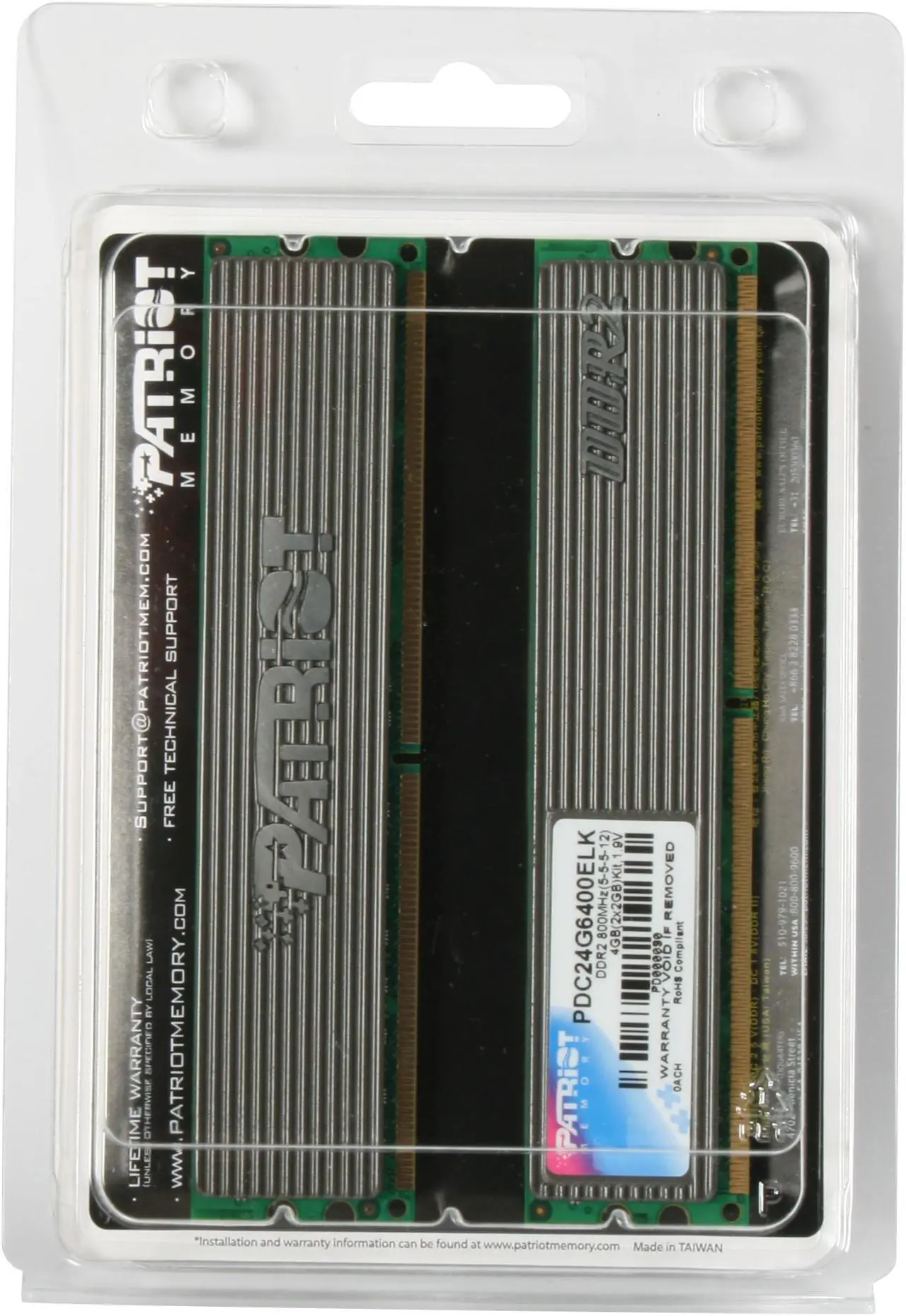 Alt view image 3 of 3 - Patriot Extreme Performance 4GB (2 x 2GB) DDR2 800 (PC2 6400) Dual Channel Kit Desktop Memory Model PDC24G6400ELK