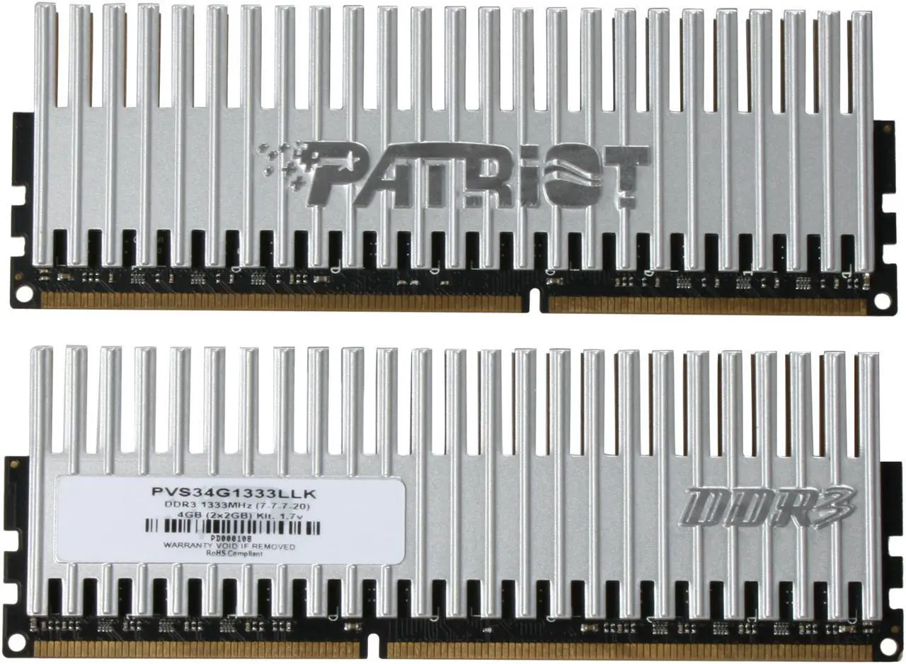 Alt view image 2 of 3 - Patriot Viper 4GB (2 x 2GB) DDR3 1333 (PC3 10666) Dual Channel Kit Desktop Memory Model PVS34G1333LLK