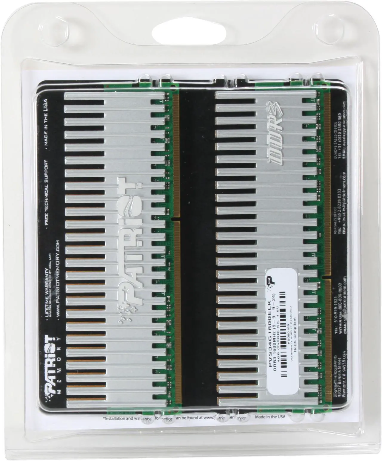 Alt view image 3 of 3 - Patriot Viper 4GB (2 x 2GB) DDR3 1600 (PC3 12800) Dual Channel Kit Desktop Memory Model PVS34G1600ELK