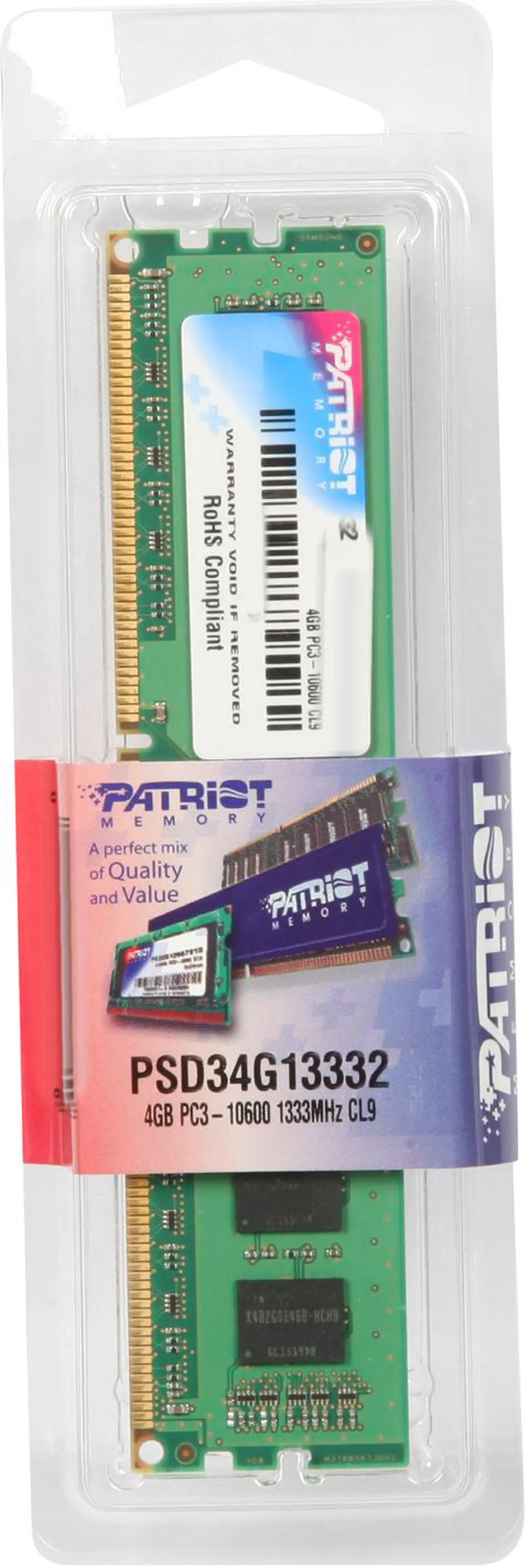 Alt view image 3 of 3 - Patriot Signature 4GB 240-Pin PC RAM DDR3 1333 (PC3 10600) Desktop Memory Model PSD34G13332
