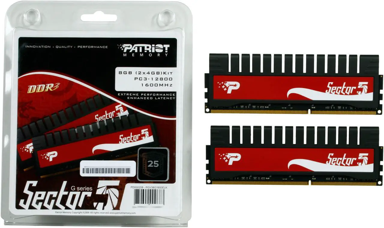 Alt view image 3 of 3 - Patriot G series ‘Sector 5’ Edition 8GB (2 x 4GB) DDR3 1600 (PC3 12800) Desktop Memory Model PGV38G1600ELK