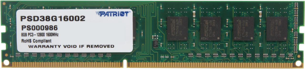 Main image of Patriot Signature Line 8GB DDR3 1600 (PC3 12800) Desktop Memory Model PSD38G16002