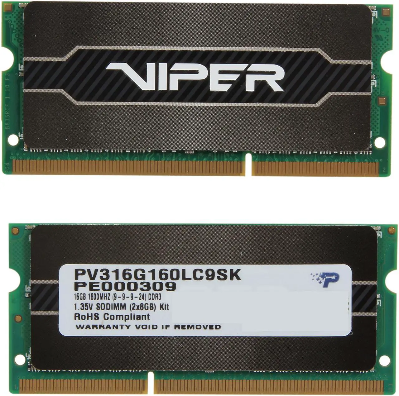 Alt view image 2 of 3 - Patriot Viper SODIMM 16GB (2 x 8G) 204-Pin DDR3 1600 (PC3 12800) Laptop MemoryModel PV316G160LC9SK