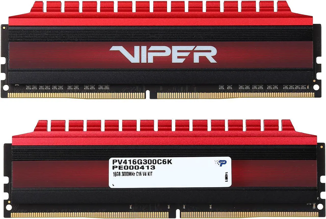 Alt view image 2 of 3 - Patriot Viper 4 16GB (2 x 8GB) DDR4 3000 (PC4 24000) Extreme Performance Memory, Black Sides / Red Top Model PV416G300C6K
