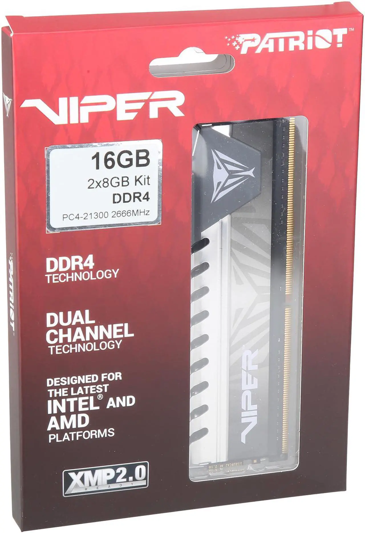 Alt view image 3 of 3 - Patriot Viper Elite 16GB (2 x 8GB) DDR4 2666 (PC4 21300) Desktop Memory Model PVE416G266C6KGY