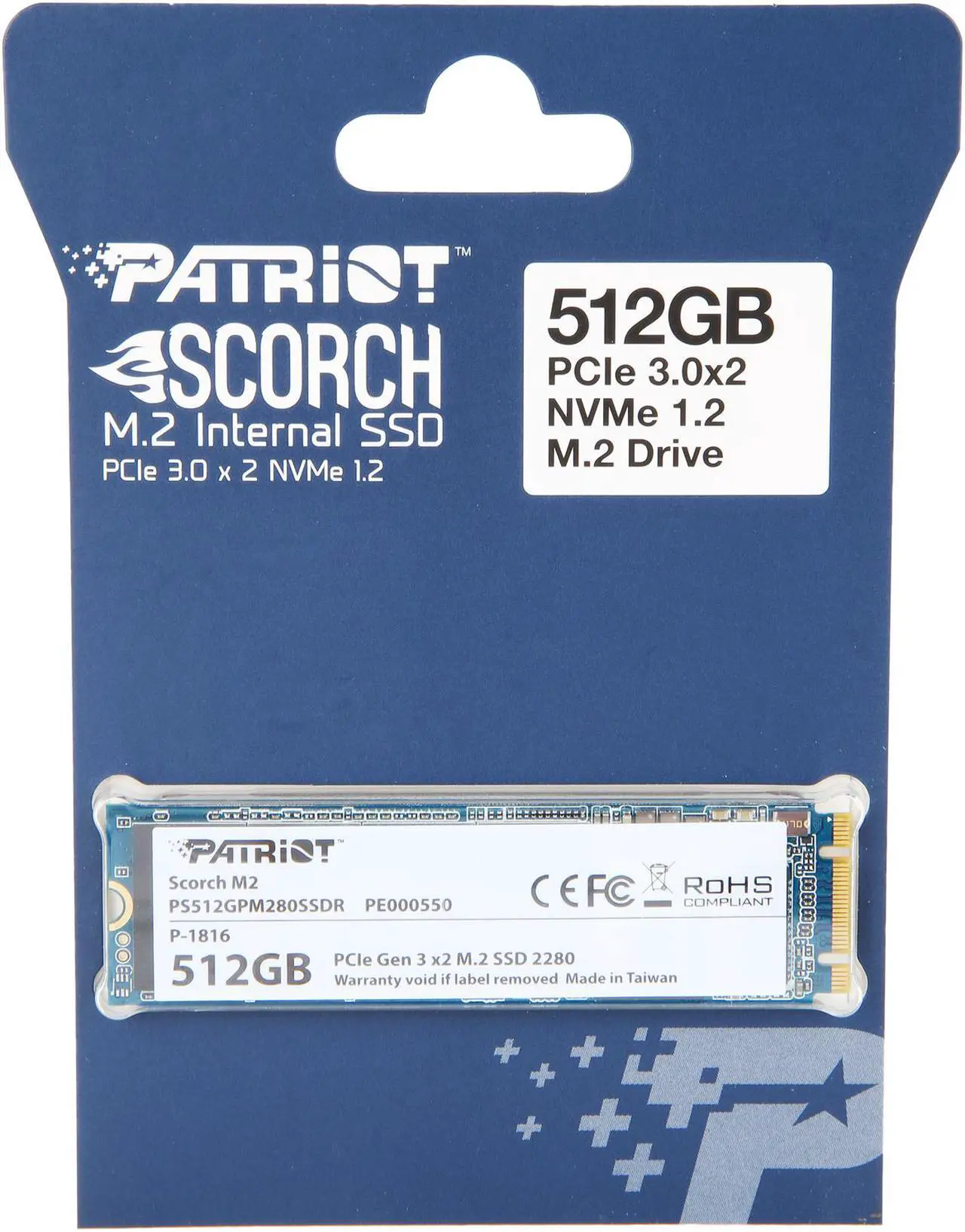 Patriot SCORCH M.2 2280 512GB PCI-Express 3.0 x2 with NVMe 1.2 Internal ...