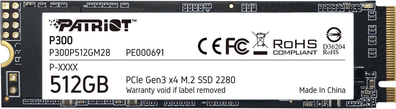 Main image of Patriot P300 M.2 2280 512GB PCIe Gen3 x4, NVMe 1.3 Internal Solid State Drive (SSD) P300P512GM28