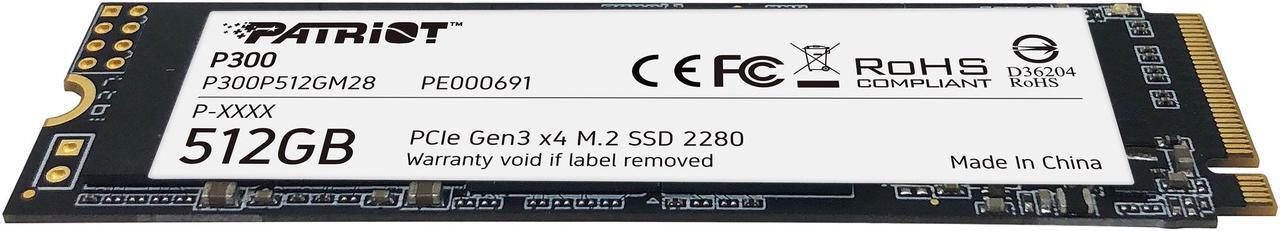 Alt view image 4 of 5 - Patriot P300 M.2 2280 512GB PCIe Gen3 x4, NVMe 1.3 Internal Solid State Drive (SSD) P300P512GM28