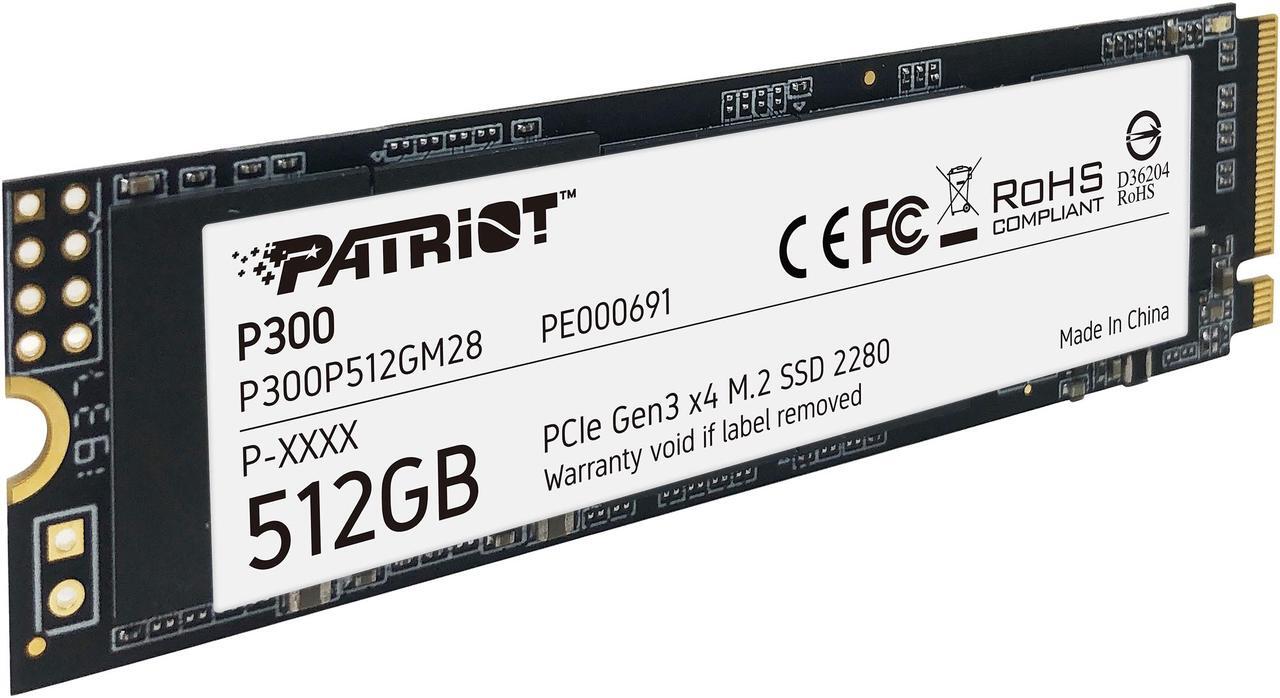 Alt view image 3 of 5 - Patriot P300 M.2 2280 512GB PCIe Gen3 x4, NVMe 1.3 Internal Solid State Drive (SSD) P300P512GM28