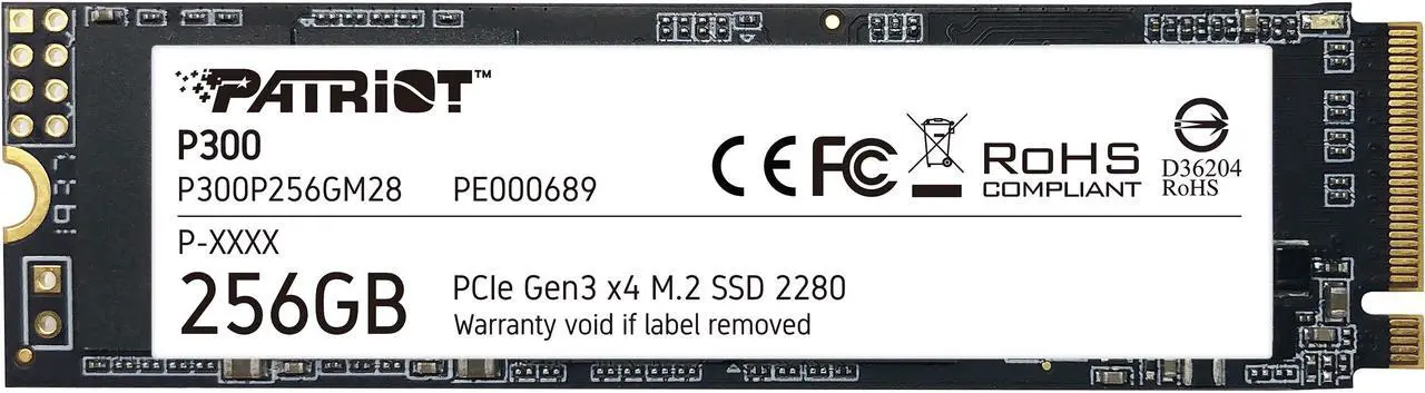 Main image of Patriot P300 M.2 2280 256GB PCIe Gen3 x4, NVMe 1.3 Internal Solid State Drive (SSD) P300P256GM28