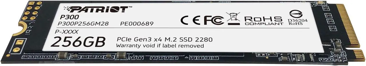 Alt view image 2 of 5 - Patriot P300 M.2 2280 256GB PCIe Gen3 x4, NVMe 1.3 Internal Solid State Drive (SSD) P300P256GM28