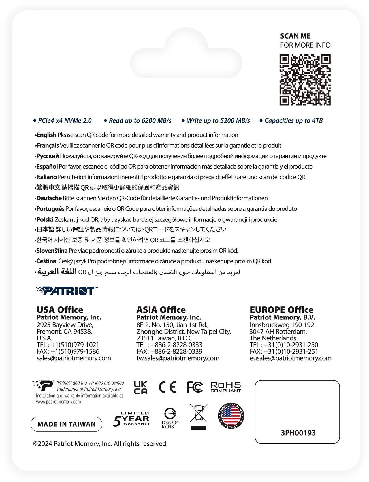 Alt view image 6 of 6 - Patriot P400 V4 M.2 PCIe Gen 4 x4 1TB SSD, Solid State Drive P400VP1TBM28H Up to 6000 MB/s
