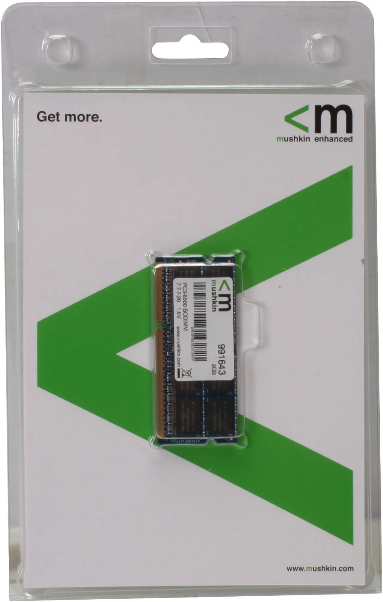 Alt view image 4 of 4 - Mushkin Enhanced 2GB 204-Pin DDR3 SO-DIMM DDR3 1066 (PC3 8500) Laptop Memory Model 991643