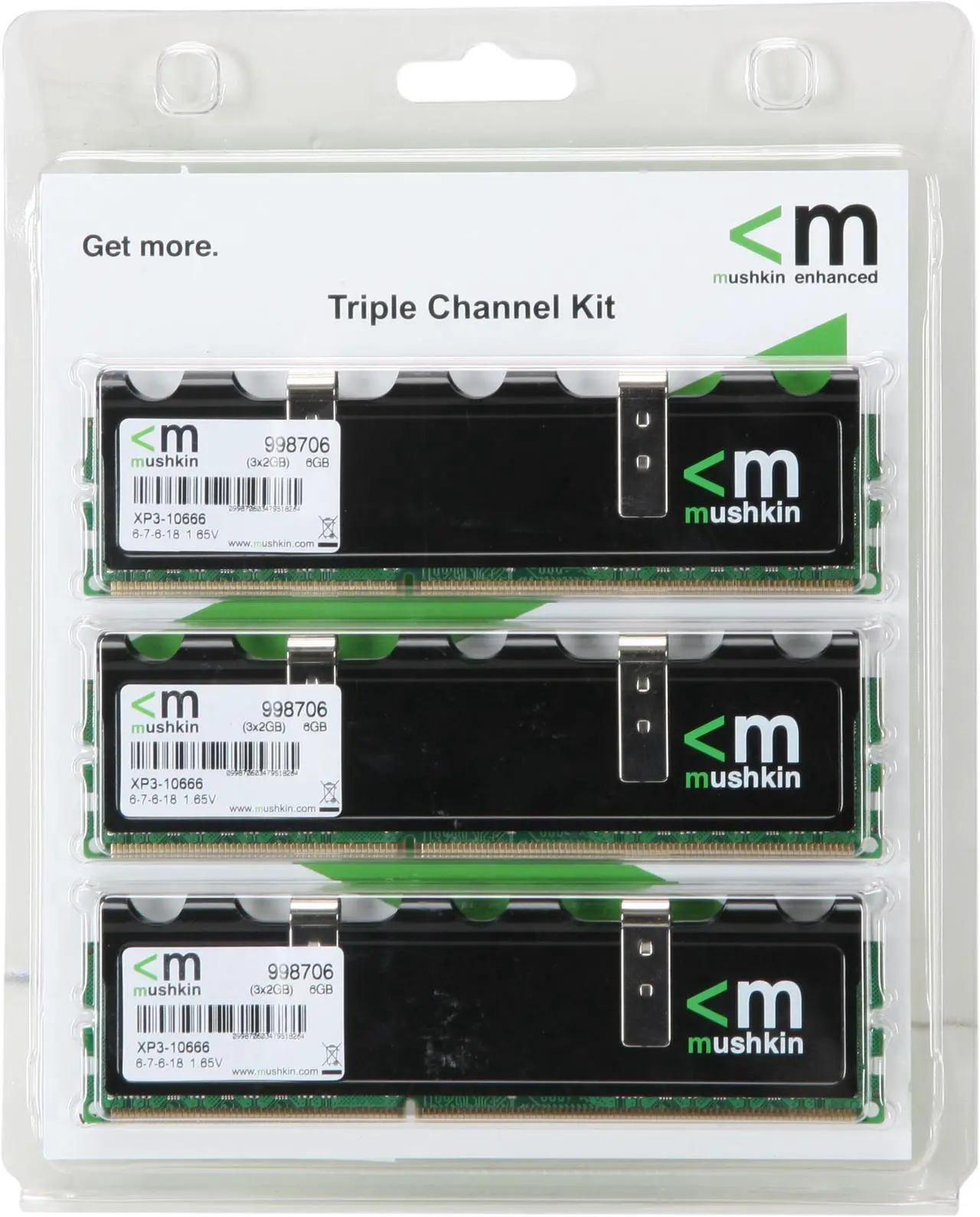 Alt view image 3 of 6 - Mushkin Enhanced 6GB (3 x 2GB) DDR3 1333 (PC3 10666) Desktop Memory Model 998706
