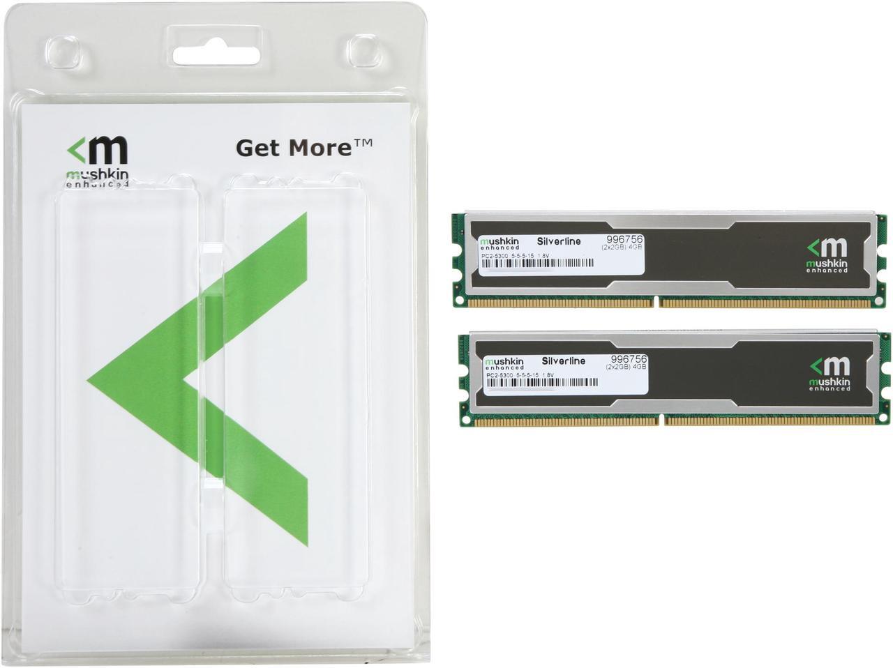 Alt view image 3 of 3 - Mushkin Enhanced Silverline 4GB (2 x 2GB) DDR2 667 (PC2 5300) Desktop Memory Model 996756